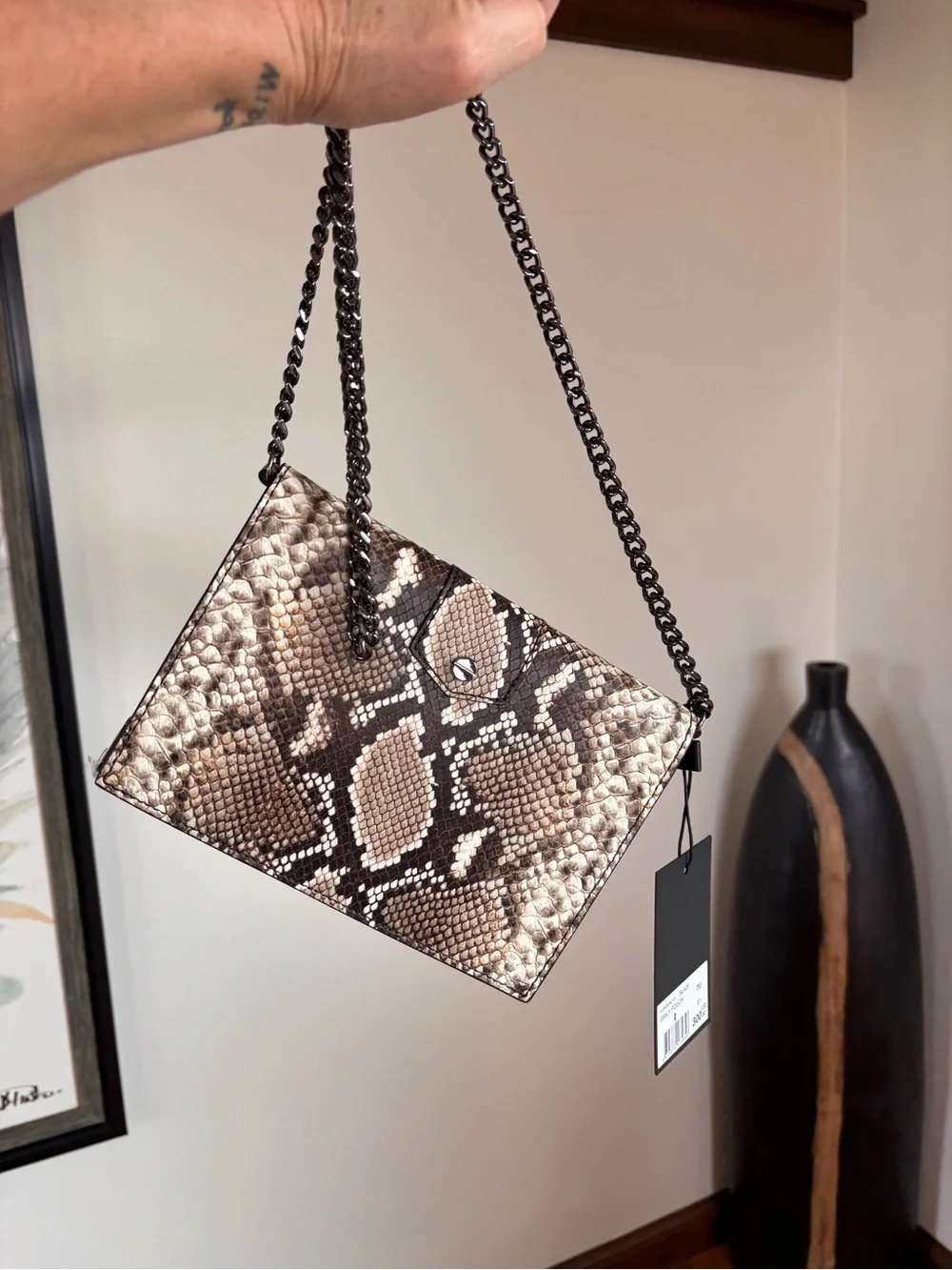 THE KOOPLES Emily Python Embossed Calf Leather Pouch Bag NWT MSRP $300